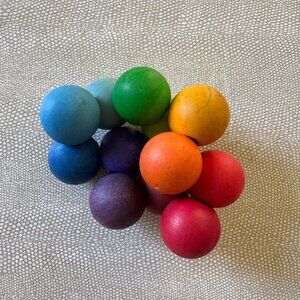 Grimm's Wooden Rainbow Beads Grasper Baby Clutching Toy